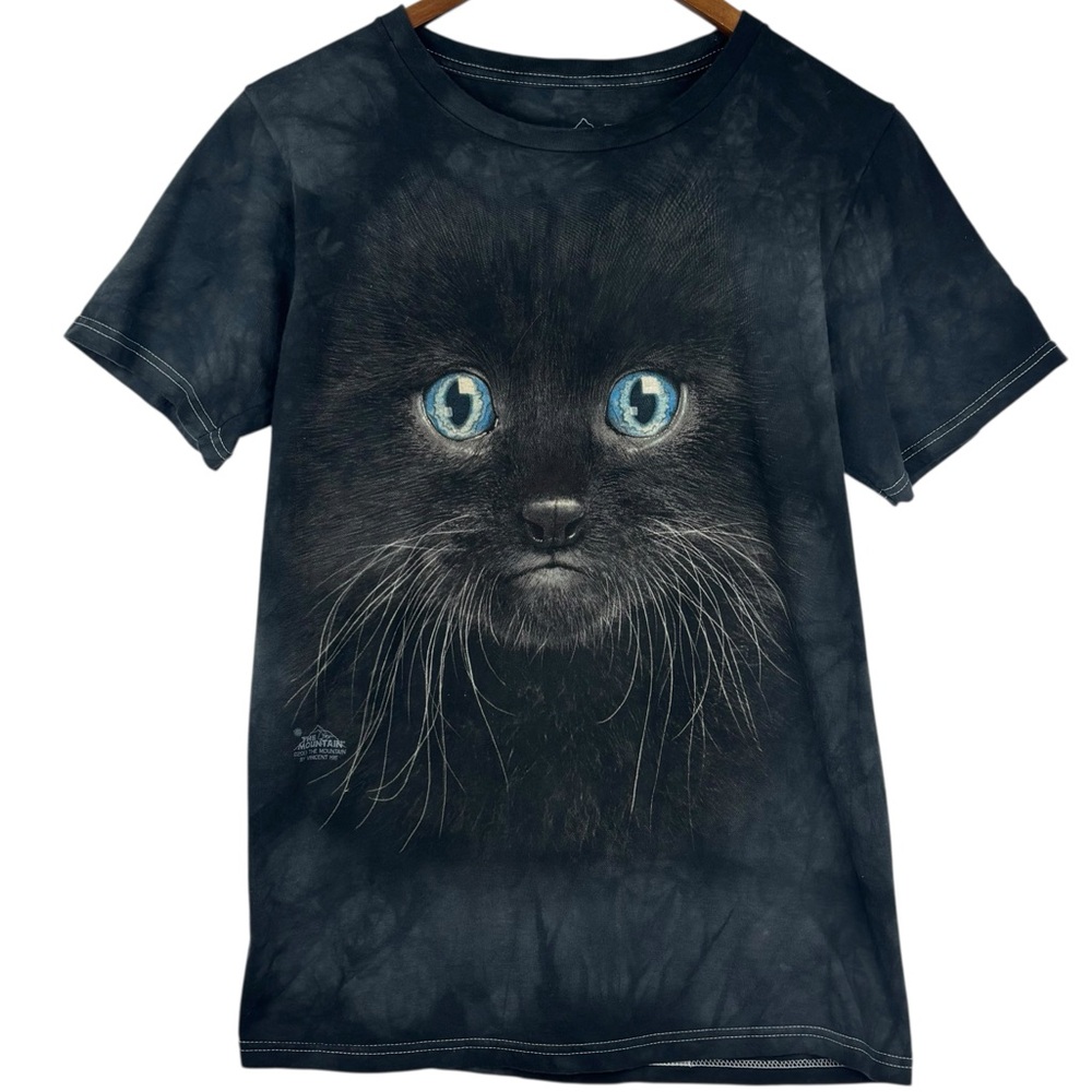 The Mountain Single Stitch Black Kitten Face Blue Eyes Graphic Tee Shirt S